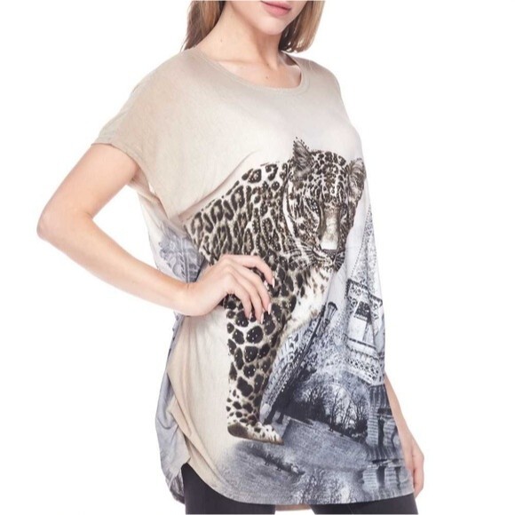 Mocha Leopard Top With Effel Tower 3X - Picture 4 of 6